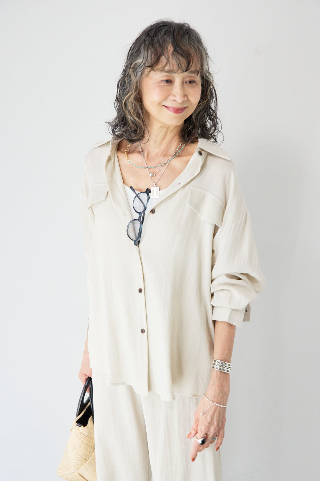 リネンライクシャツセットアップ