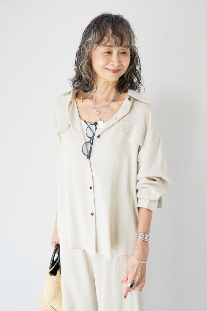 リネンライクシャツセットアップ