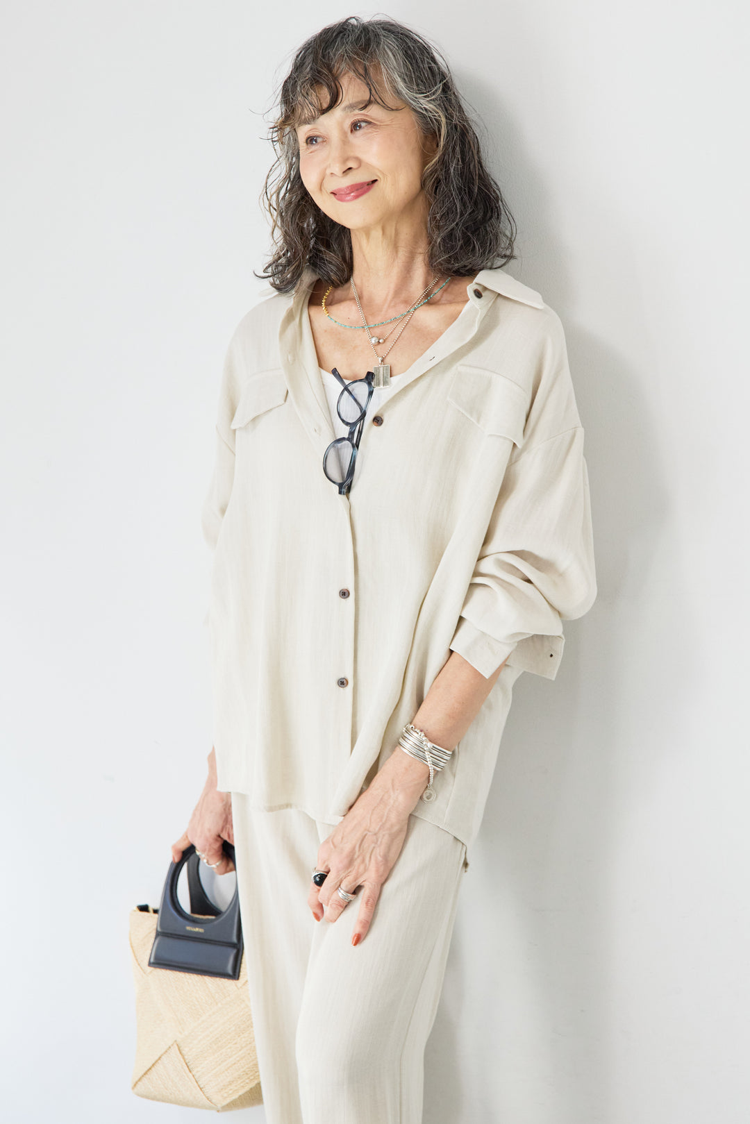 リネンライクシャツセットアップ