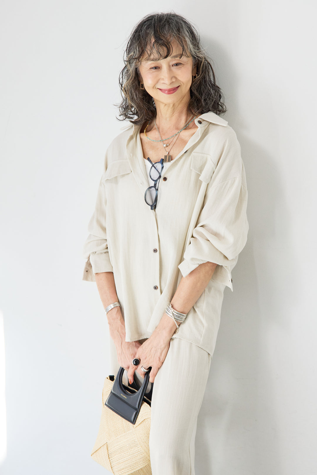 リネンライクシャツセットアップ