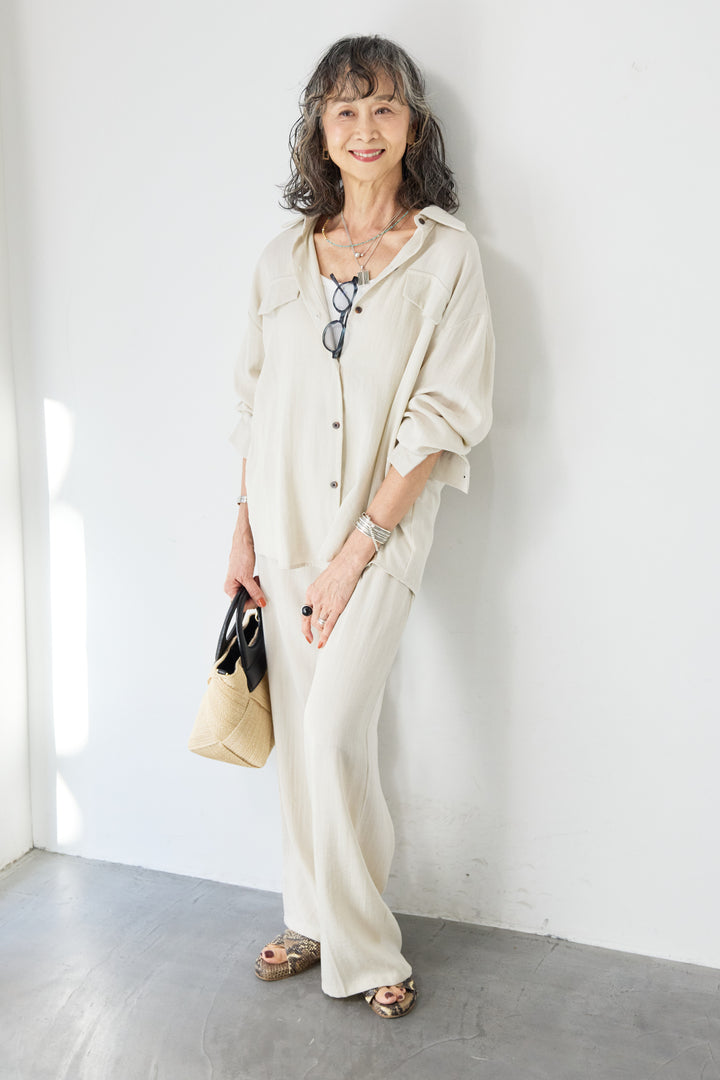 リネンライクシャツセットアップ