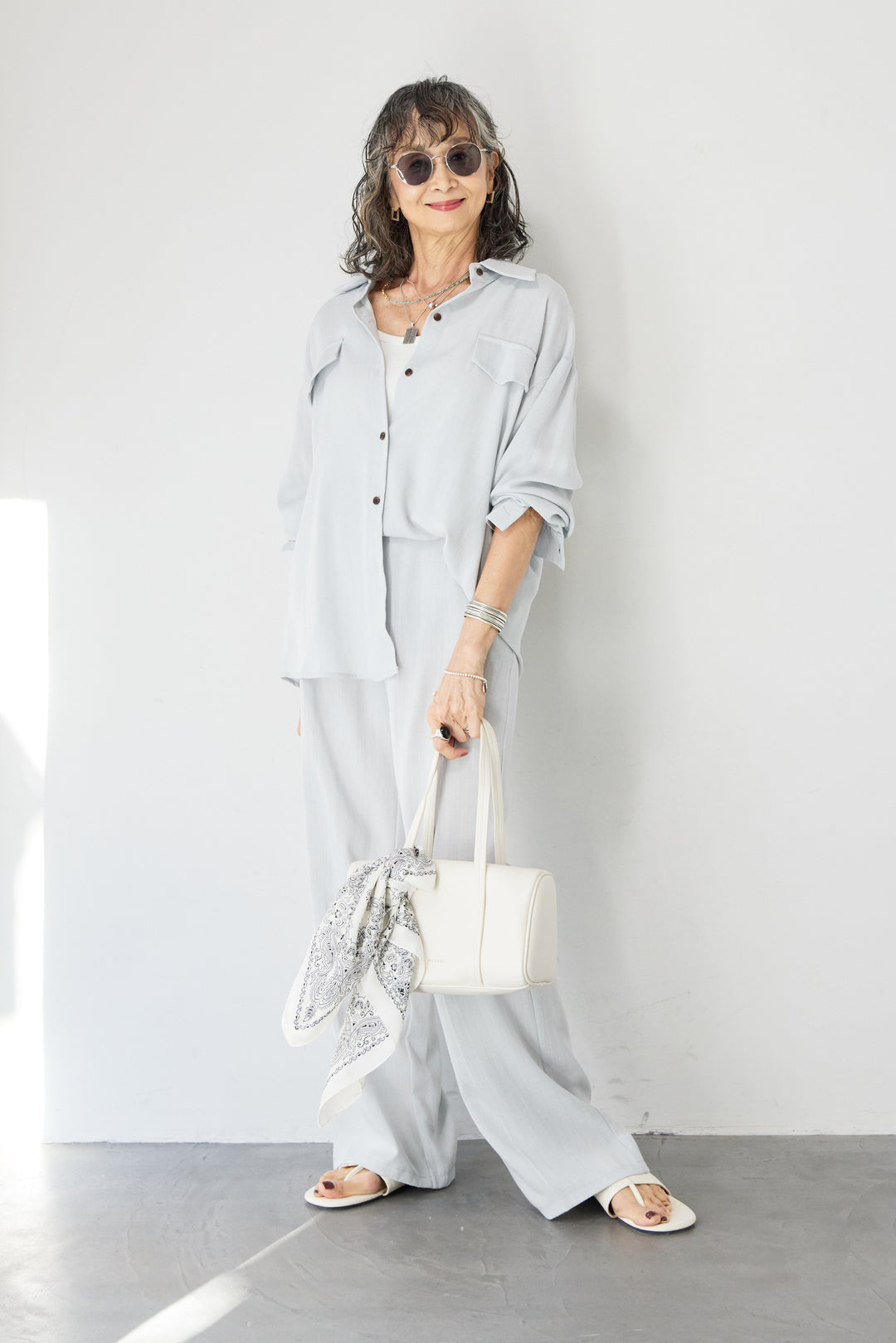 リネンライクシャツセットアップ