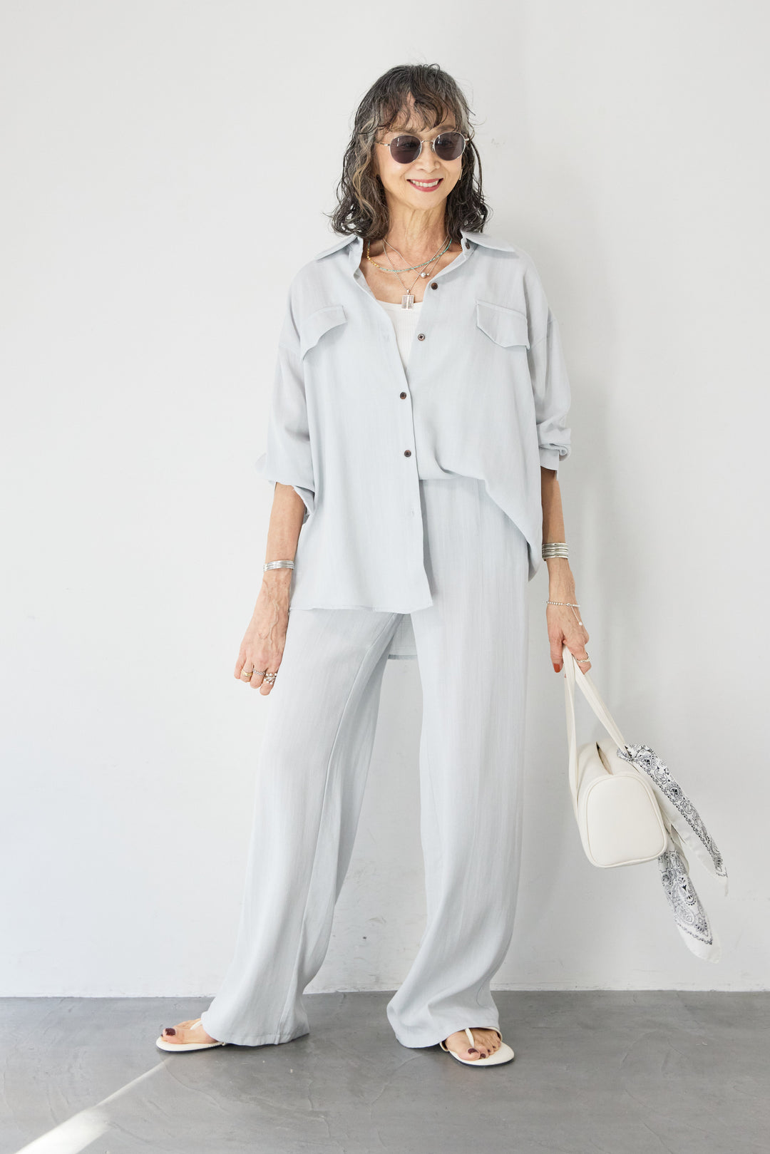 リネンライクシャツセットアップ