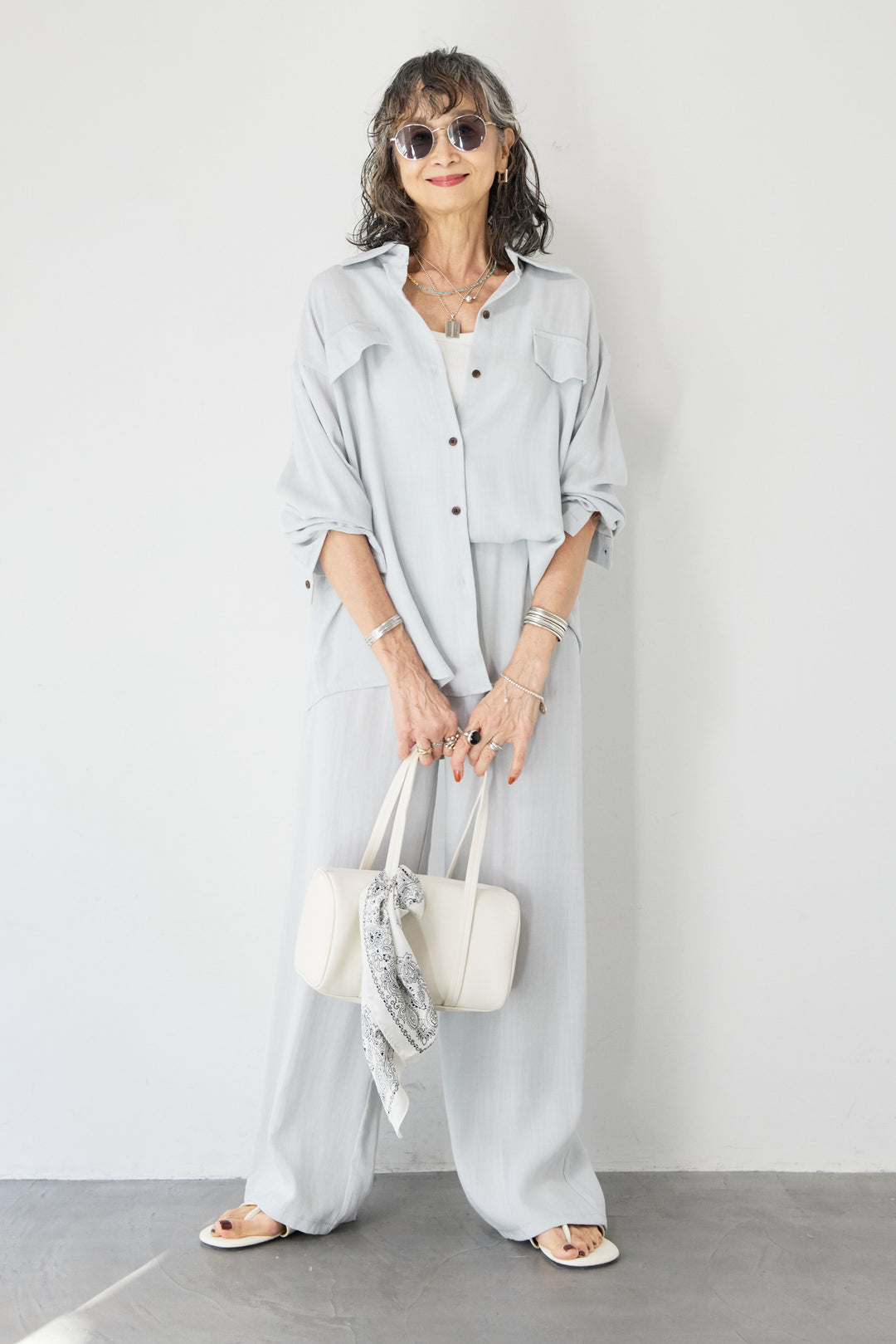 リネンライクシャツセットアップ