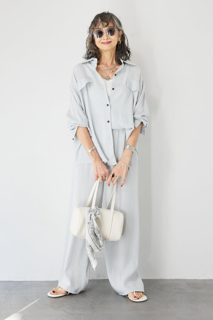 リネンライクシャツセットアップ