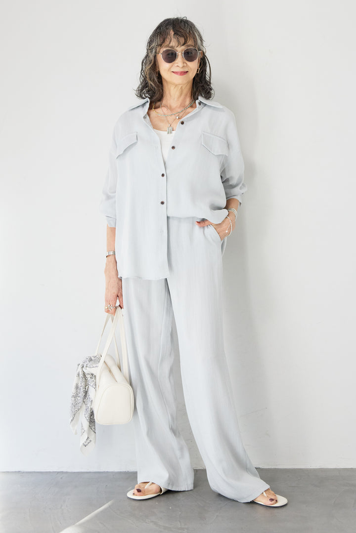 リネンライクシャツセットアップ