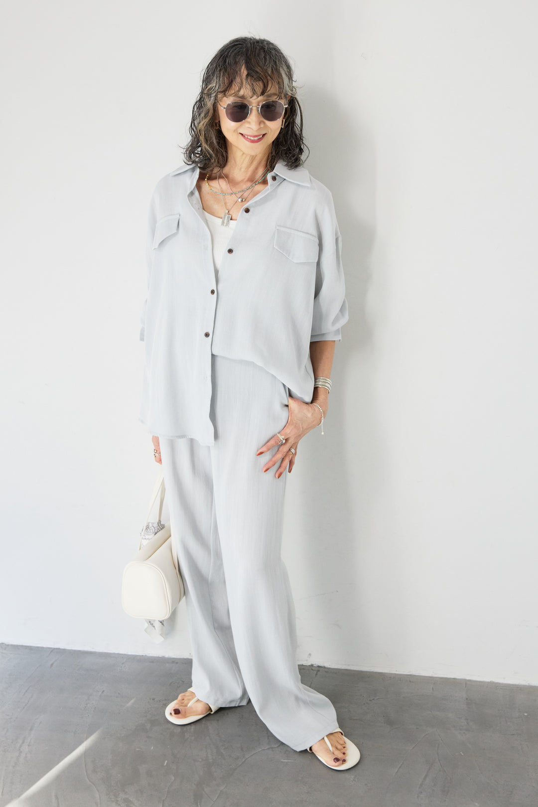 リネンライクシャツセットアップ