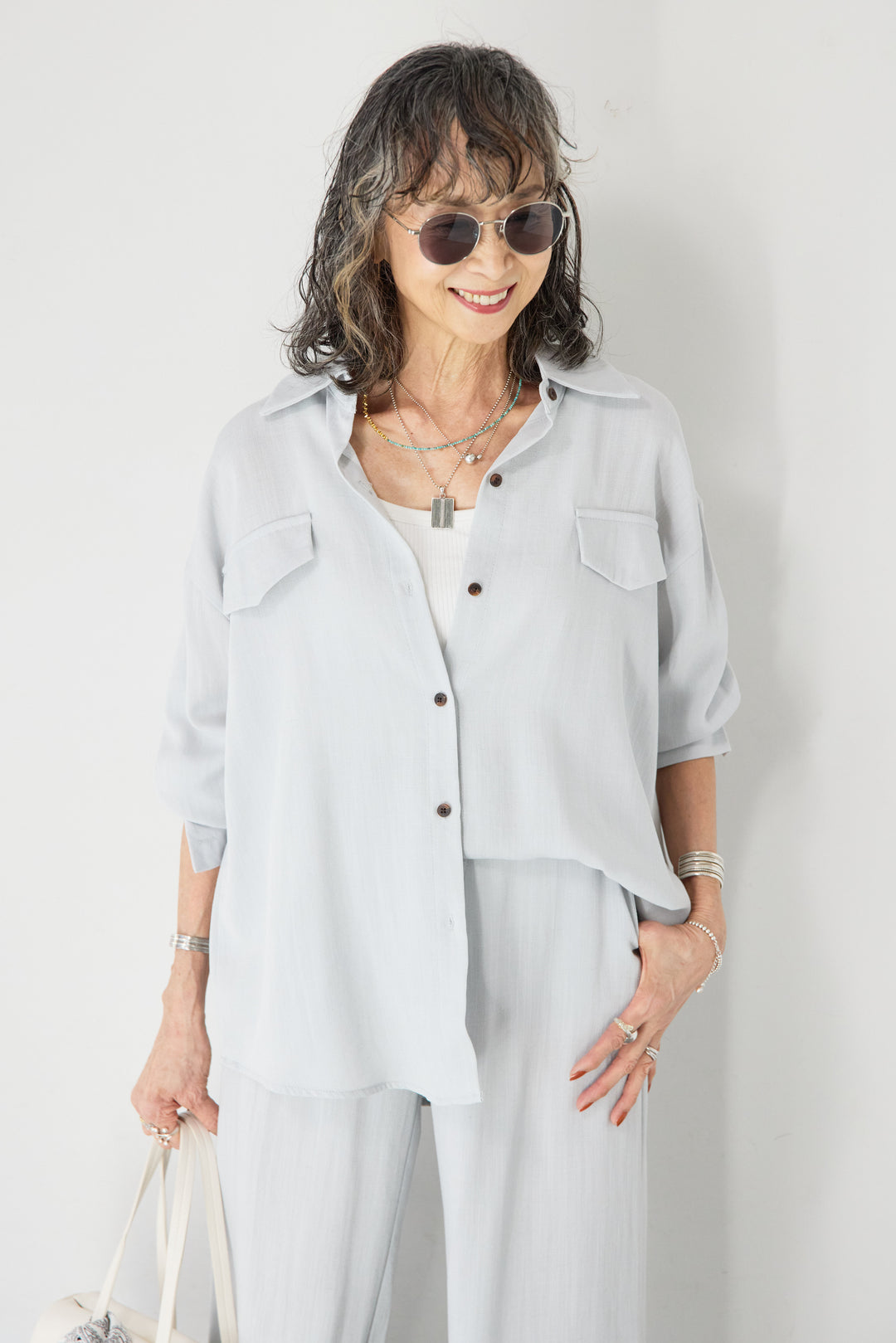 リネンライクシャツセットアップ