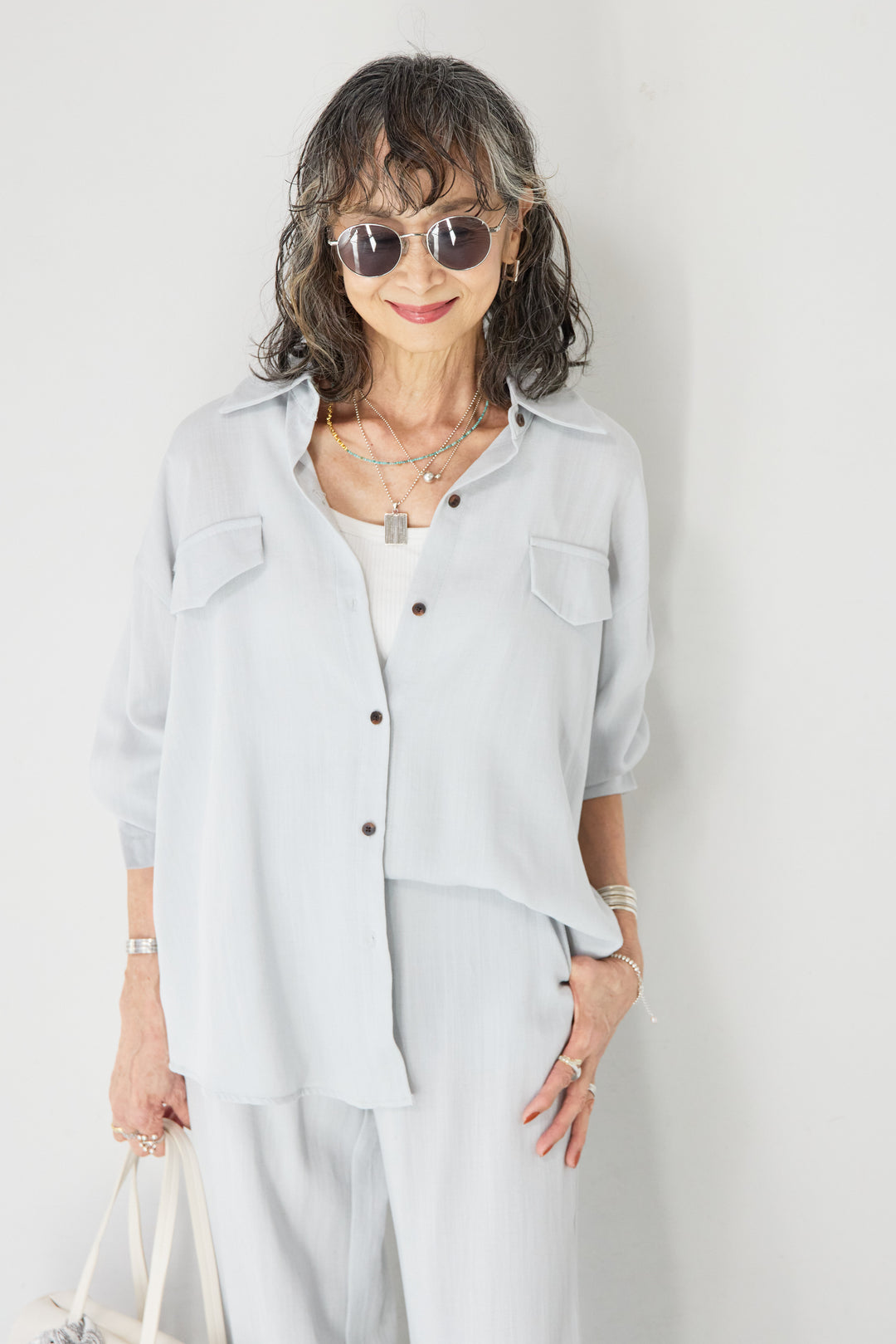 リネンライクシャツセットアップ