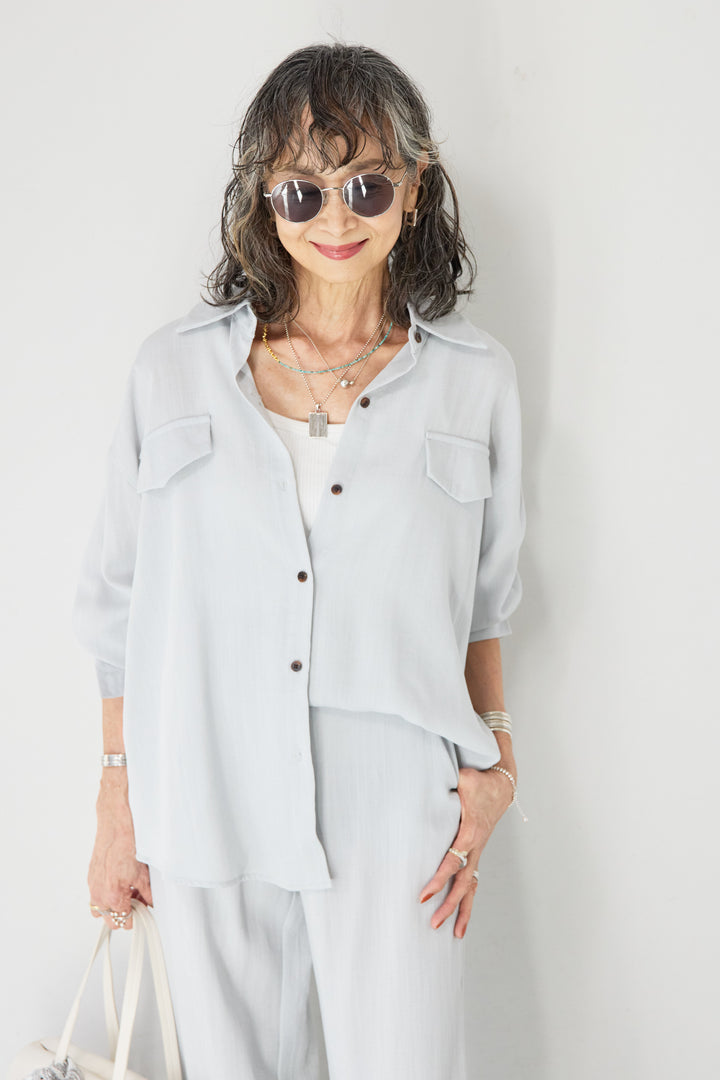 リネンライクシャツセットアップ