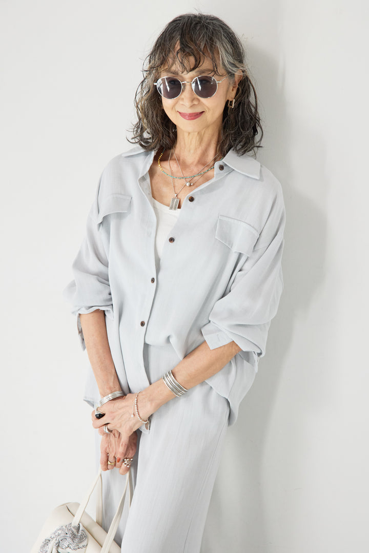 リネンライクシャツセットアップ