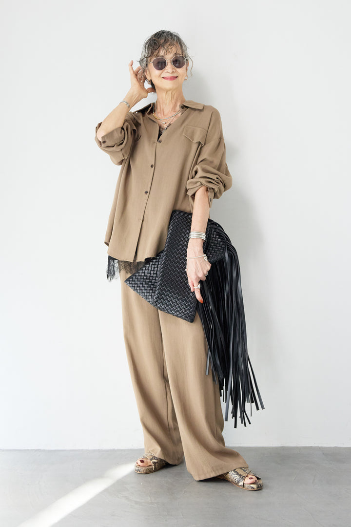 リネンライクシャツセットアップ