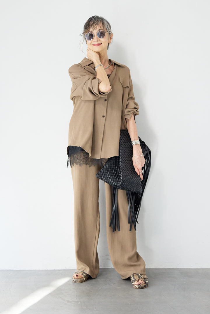 リネンライクシャツセットアップ