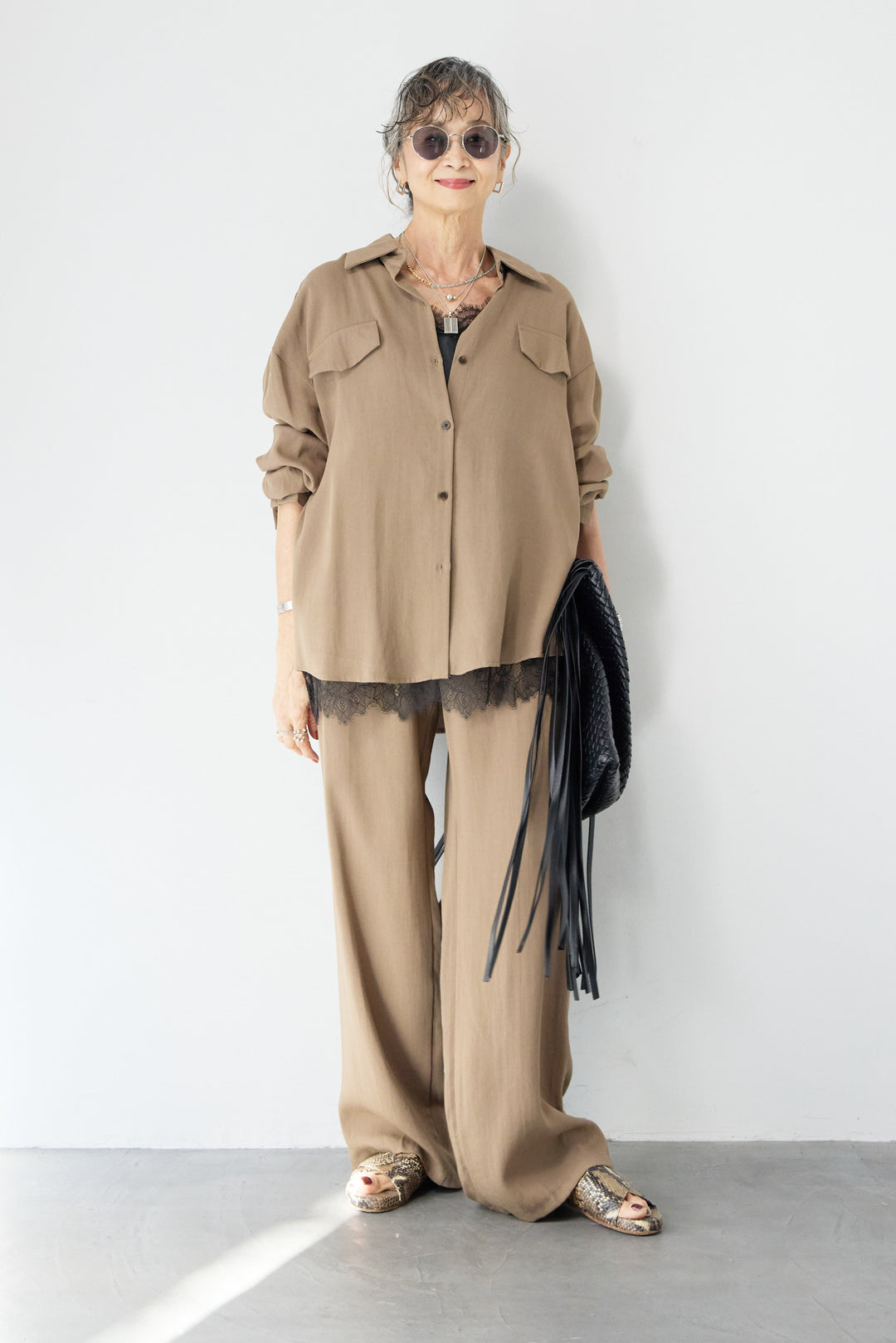 リネンライクシャツセットアップ