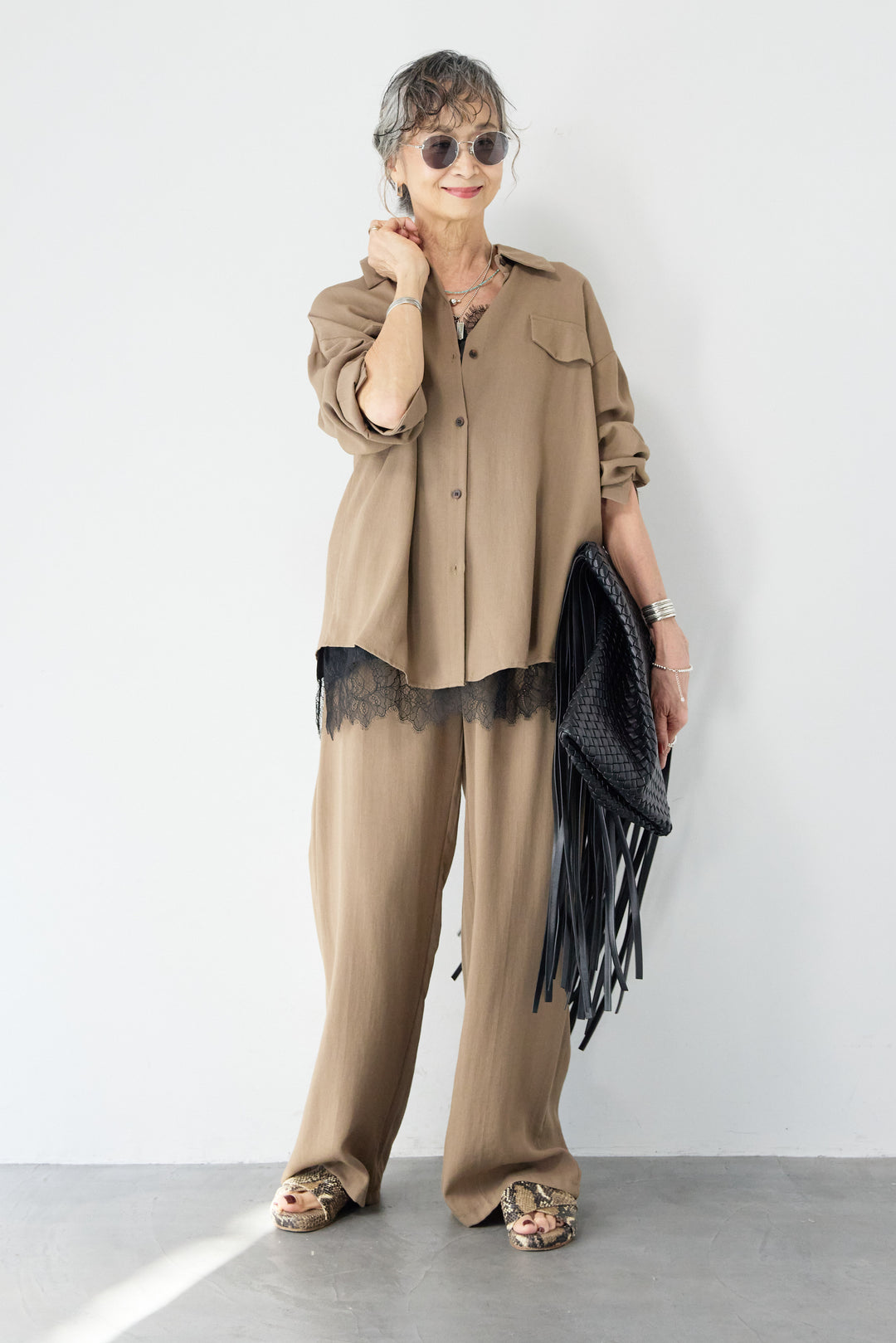 リネンライクシャツセットアップ