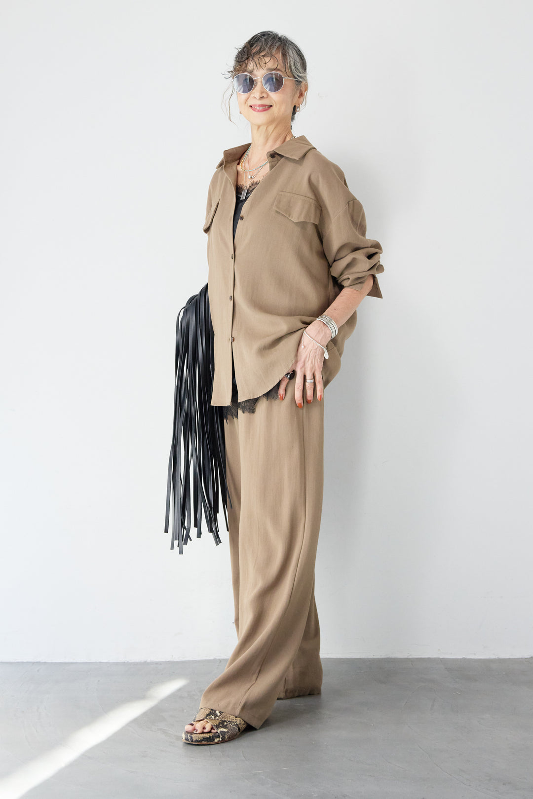 リネンライクシャツセットアップ