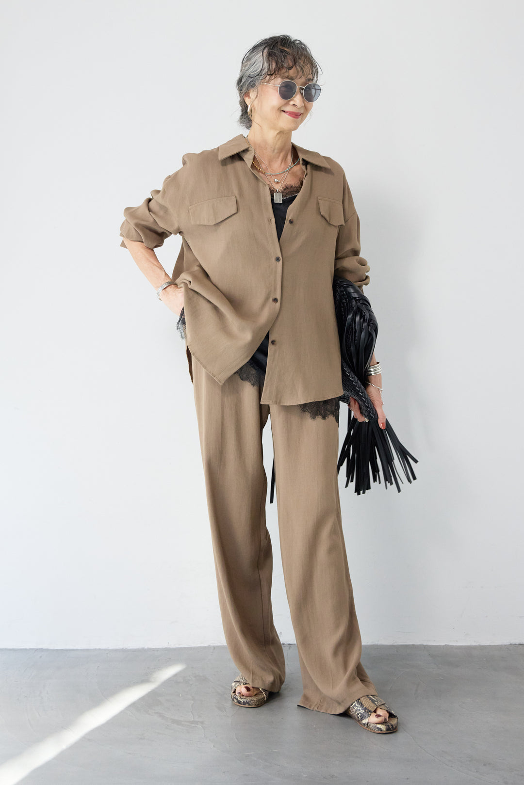 リネンライクシャツセットアップ