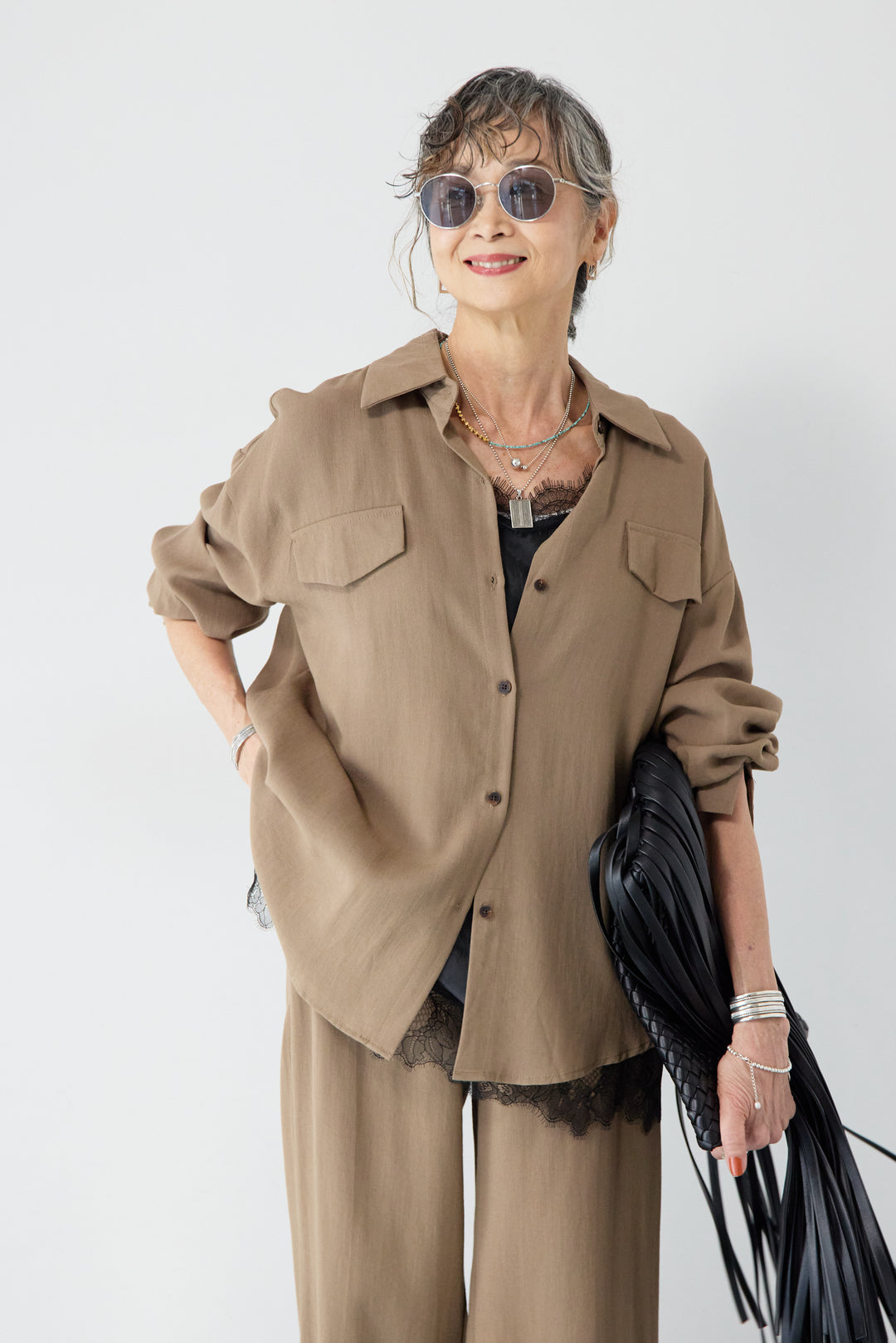 リネンライクシャツセットアップ