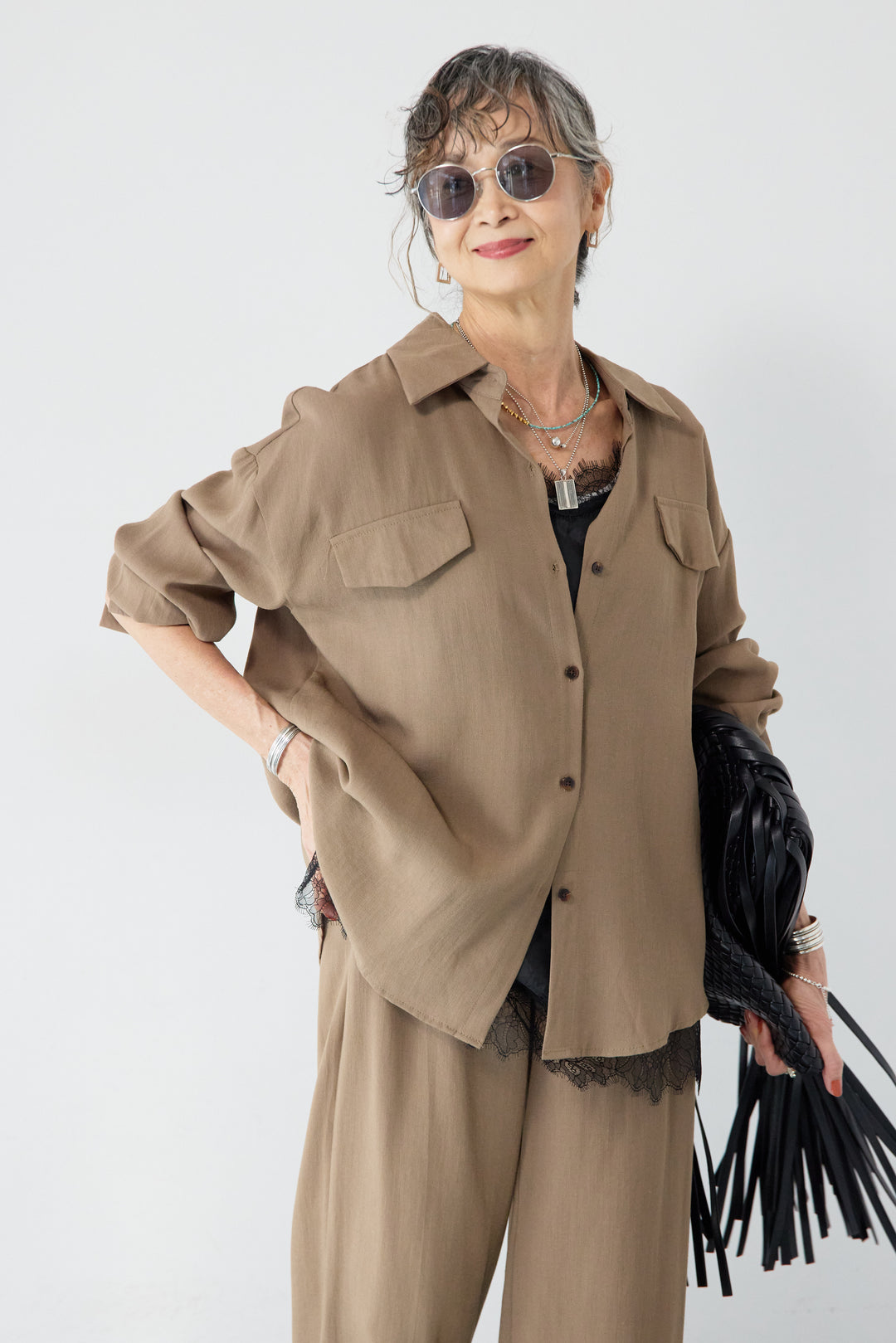 リネンライクシャツセットアップ