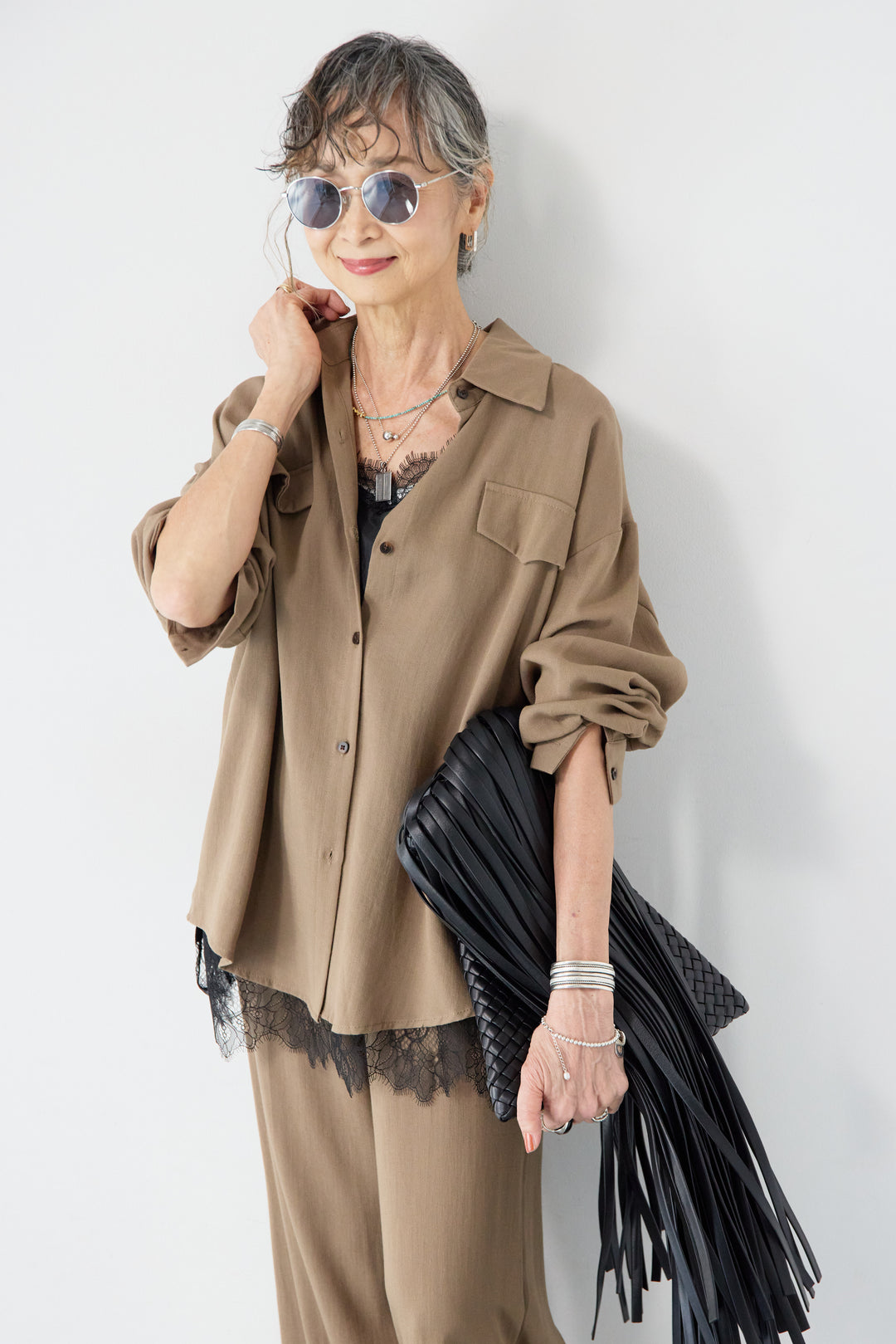 リネンライクシャツセットアップ