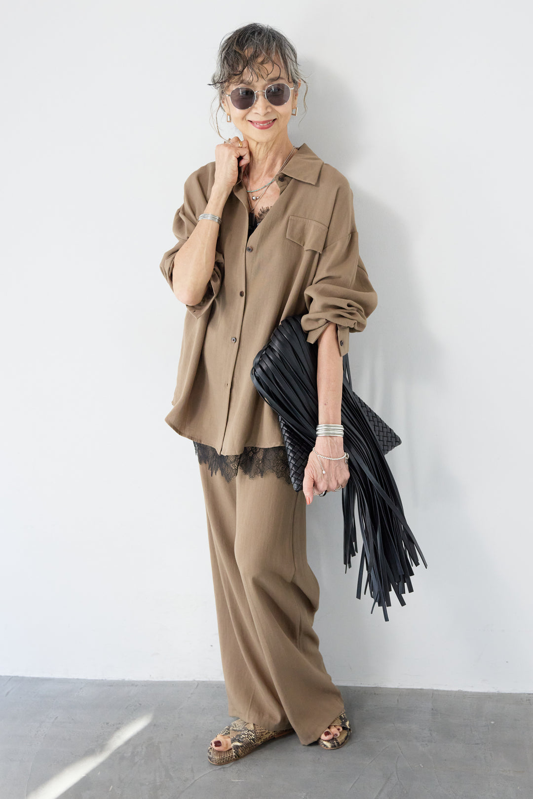 リネンライクシャツセットアップ