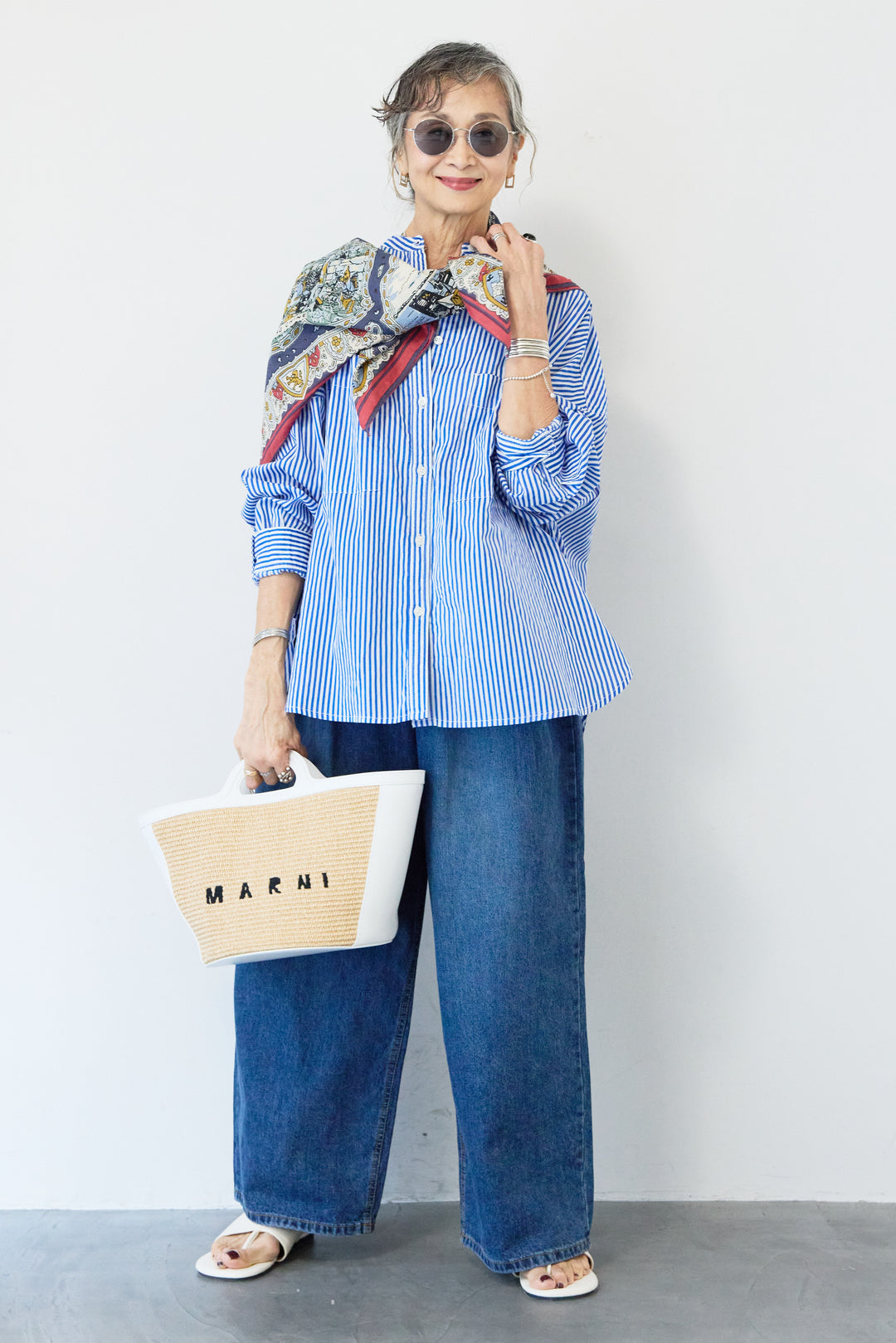 ウエストゴムワイドデニムパンツ