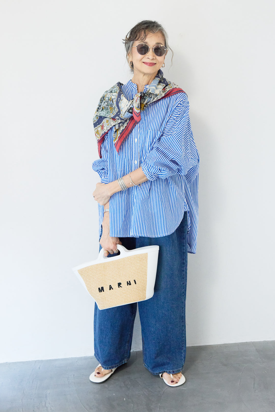 ウエストゴムワイドデニムパンツ