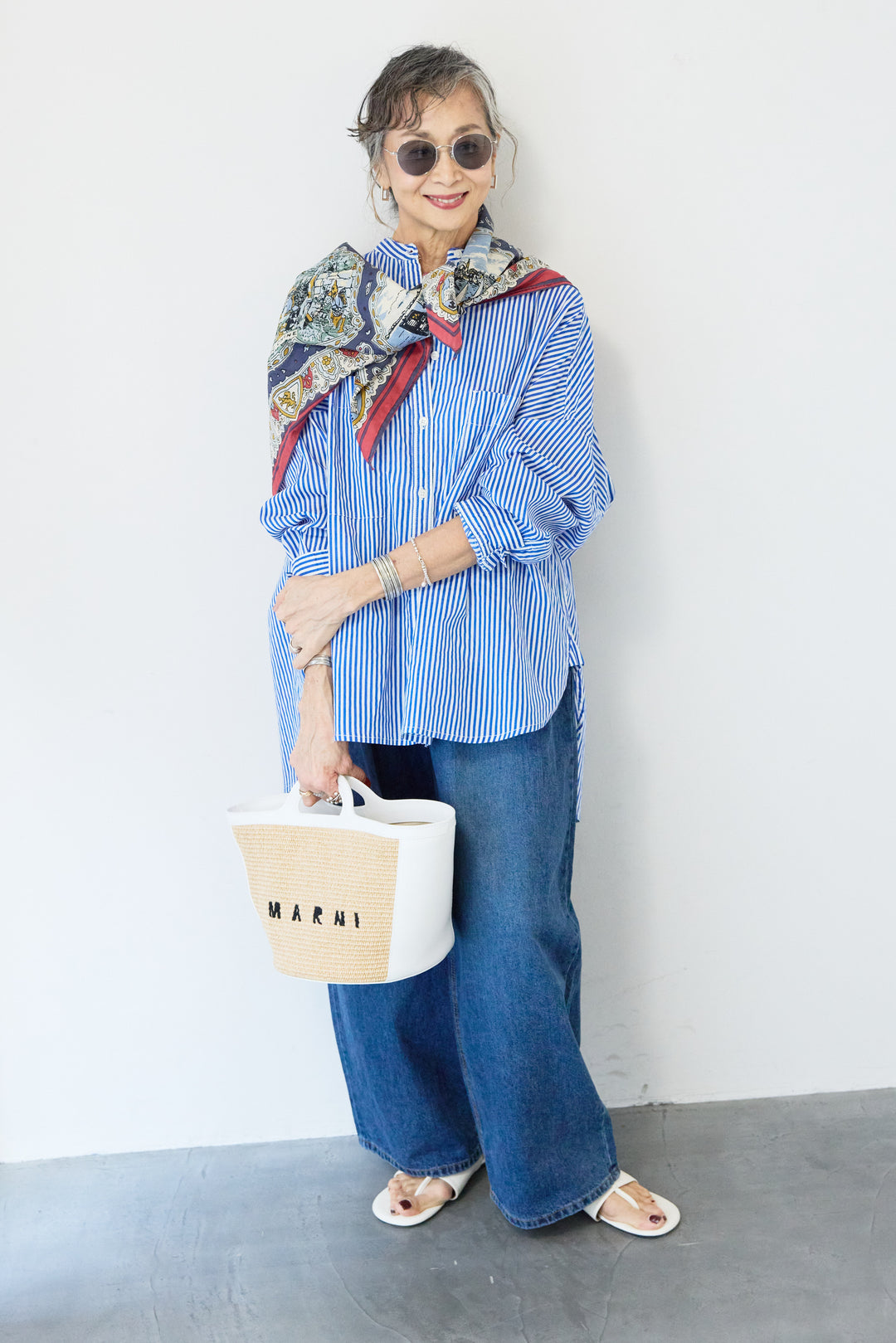 ウエストゴムワイドデニムパンツ