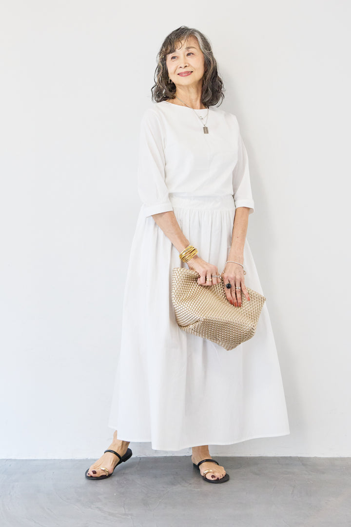 サイドリボンウエストギャザーワンピース