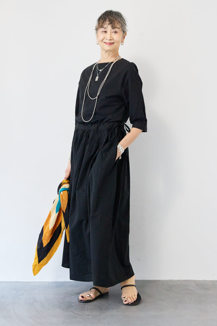 サイドリボンウエストギャザーワンピース