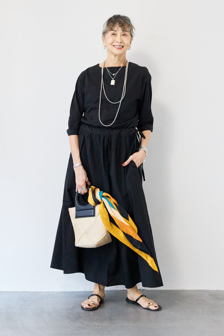 サイドリボンウエストギャザーワンピース