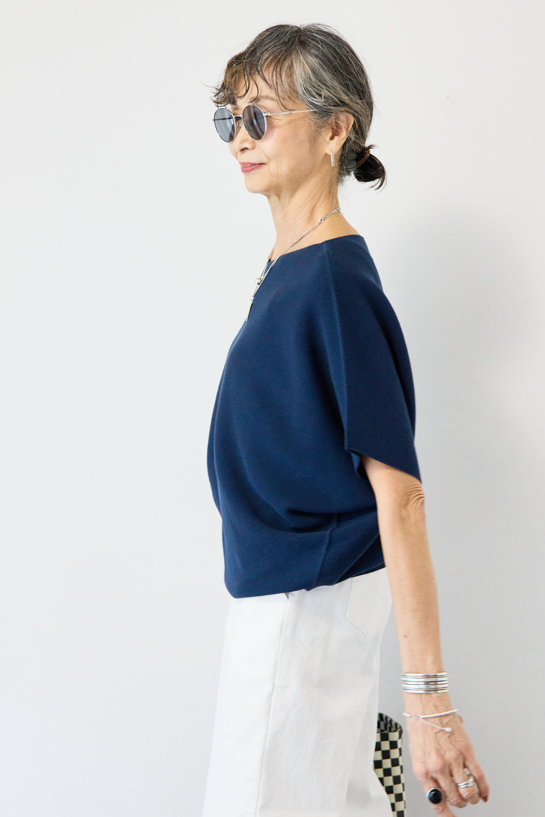 [SET]ホールガーメントフレンチスリーブニット+ウエストゴムテーパードパンツ(2set)