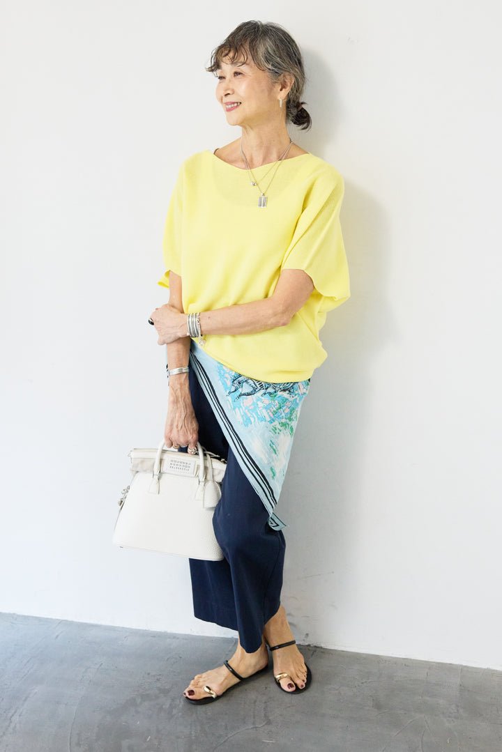 [SET]ホールガーメントフレンチスリーブニット+ウエストゴムテーパードパンツ(2set)