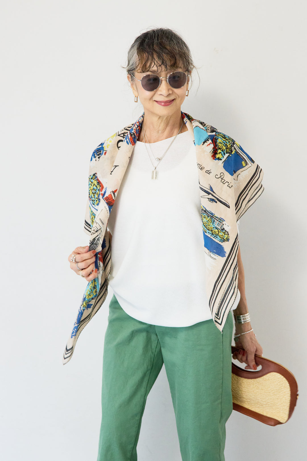 [SET]ホールガーメントフレンチスリーブニット+ウエストゴムテーパードパンツ(2set)