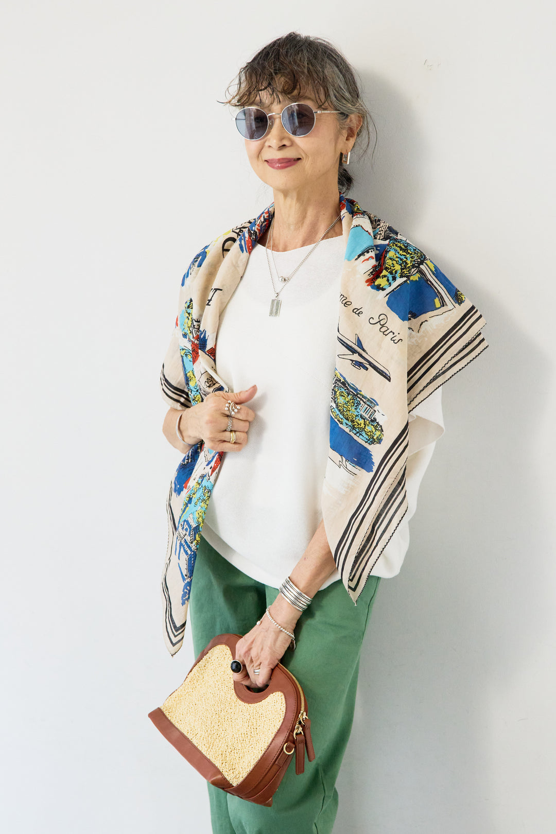 [SET]ホールガーメントフレンチスリーブニット+ウエストゴムテーパードパンツ(2set)