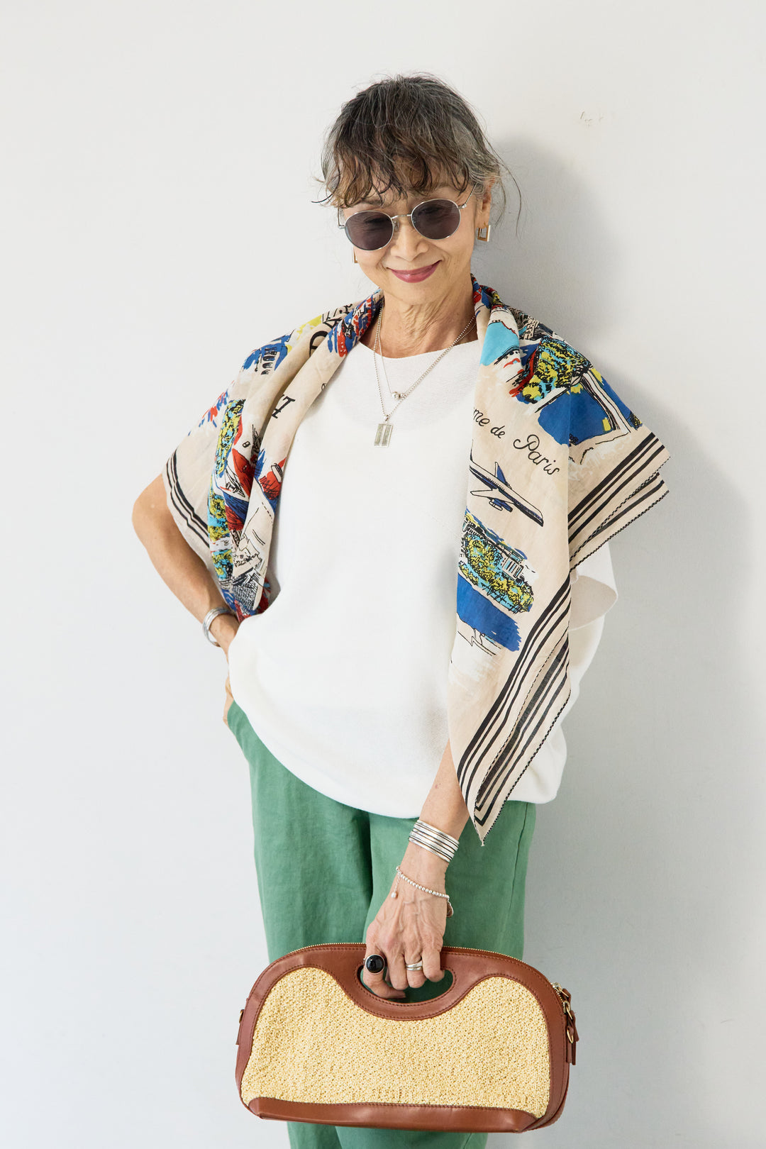 [SET]ホールガーメントフレンチスリーブニット+ウエストゴムテーパードパンツ(2set)