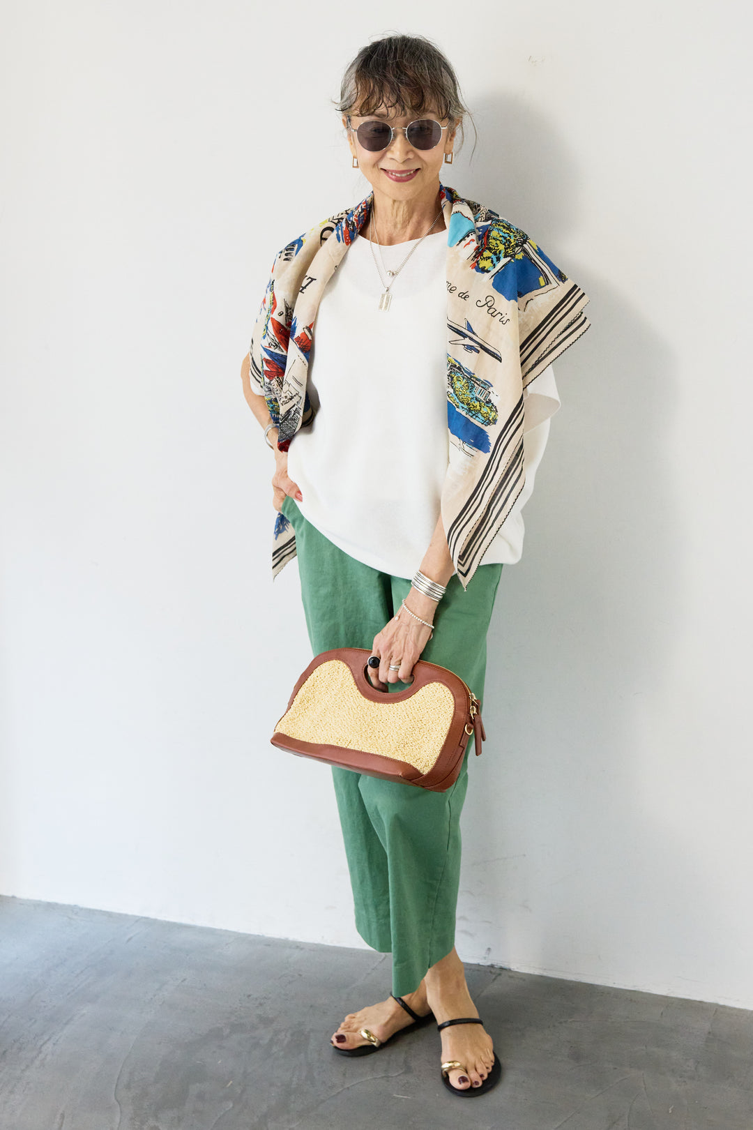 [SET]ホールガーメントフレンチスリーブニット+ウエストゴムテーパードパンツ(2set)