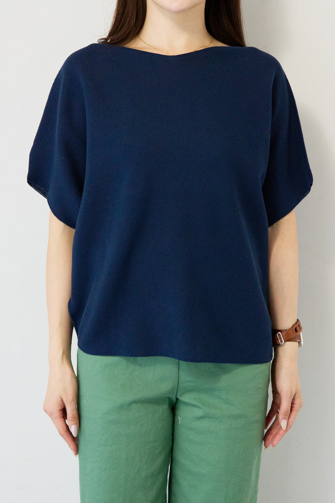 [SET]ホールガーメントフレンチスリーブニット+ウエストゴムテーパードパンツ(2set)