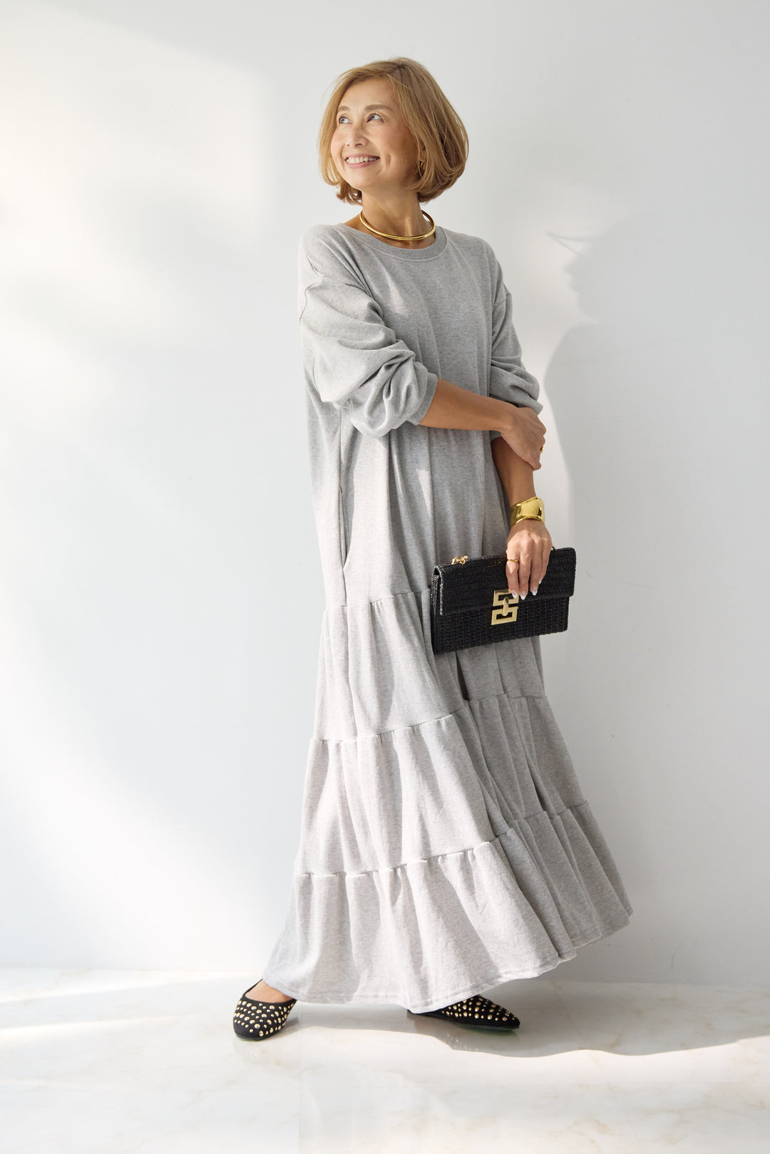 ティアードスウェットワンピース