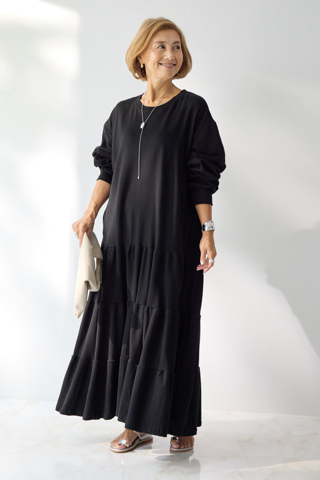 ティアードスウェットワンピース