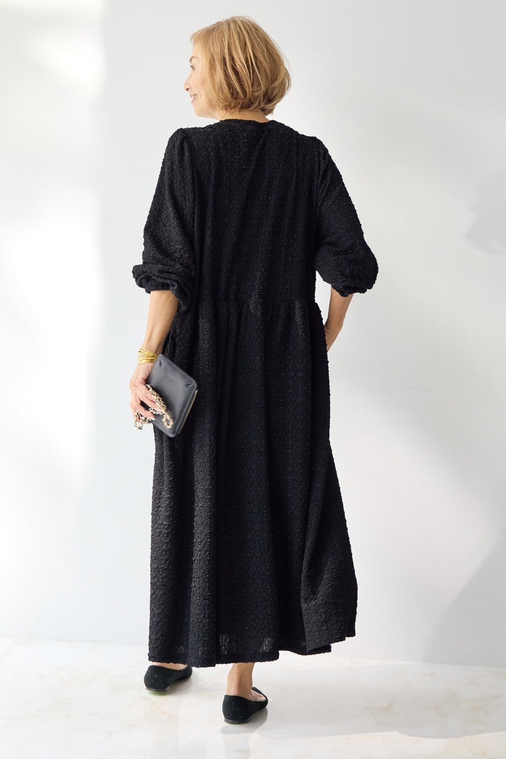 ボリュームスリーブ ジャガードワンピース