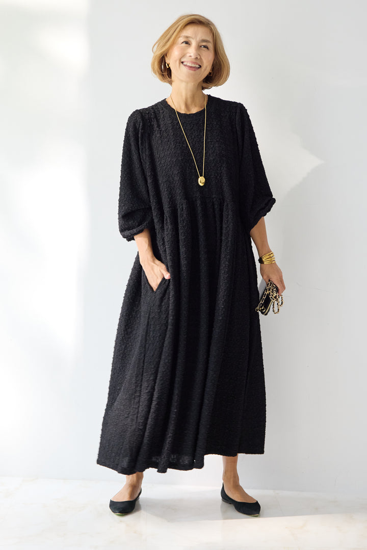 ボリュームスリーブ ジャガードワンピース