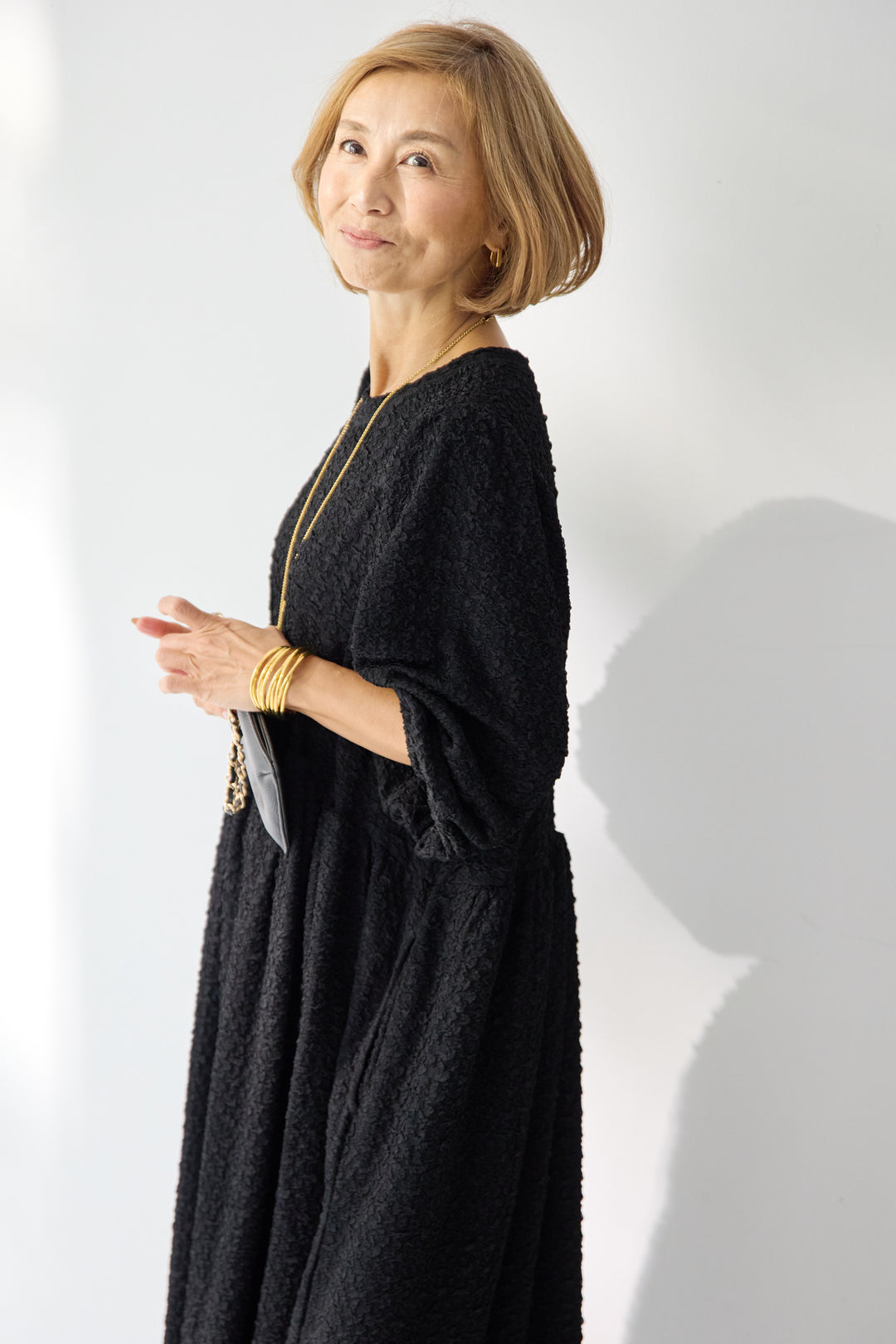 ボリュームスリーブ ジャガードワンピース