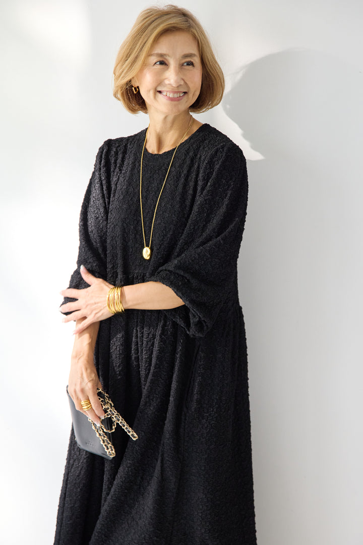 ボリュームスリーブ ジャガードワンピース