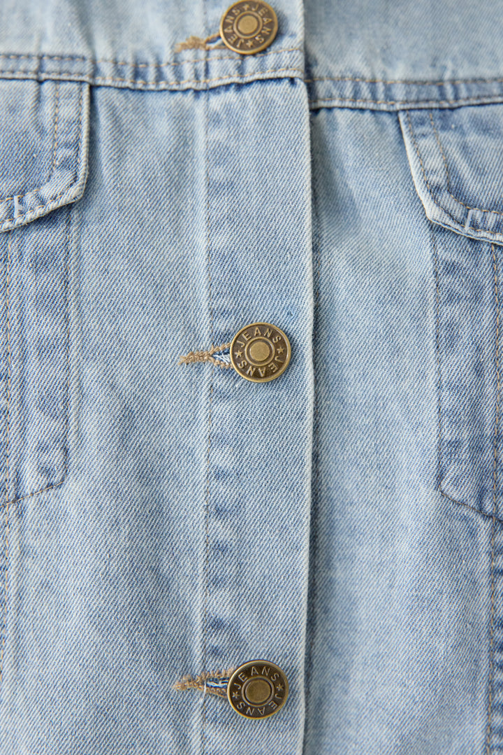 【2SET】ソフトデニムショートシャツ+ウエストギャザーカットワンピース