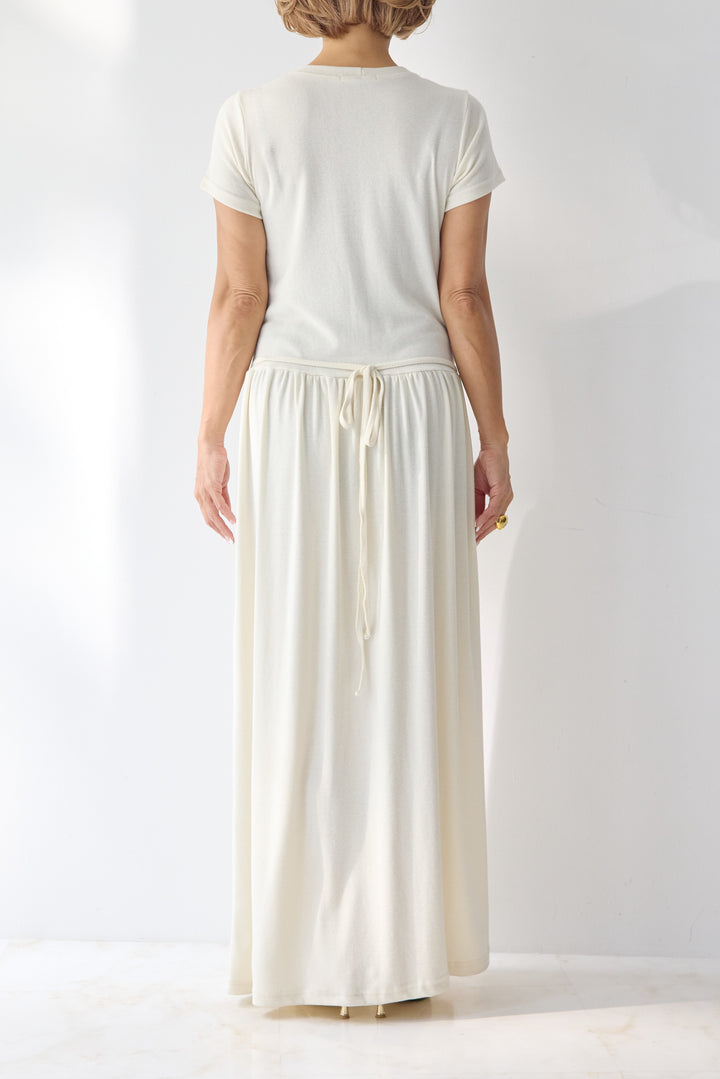 【2SET】ソフトデニムショートシャツ+ウエストギャザーカットワンピース