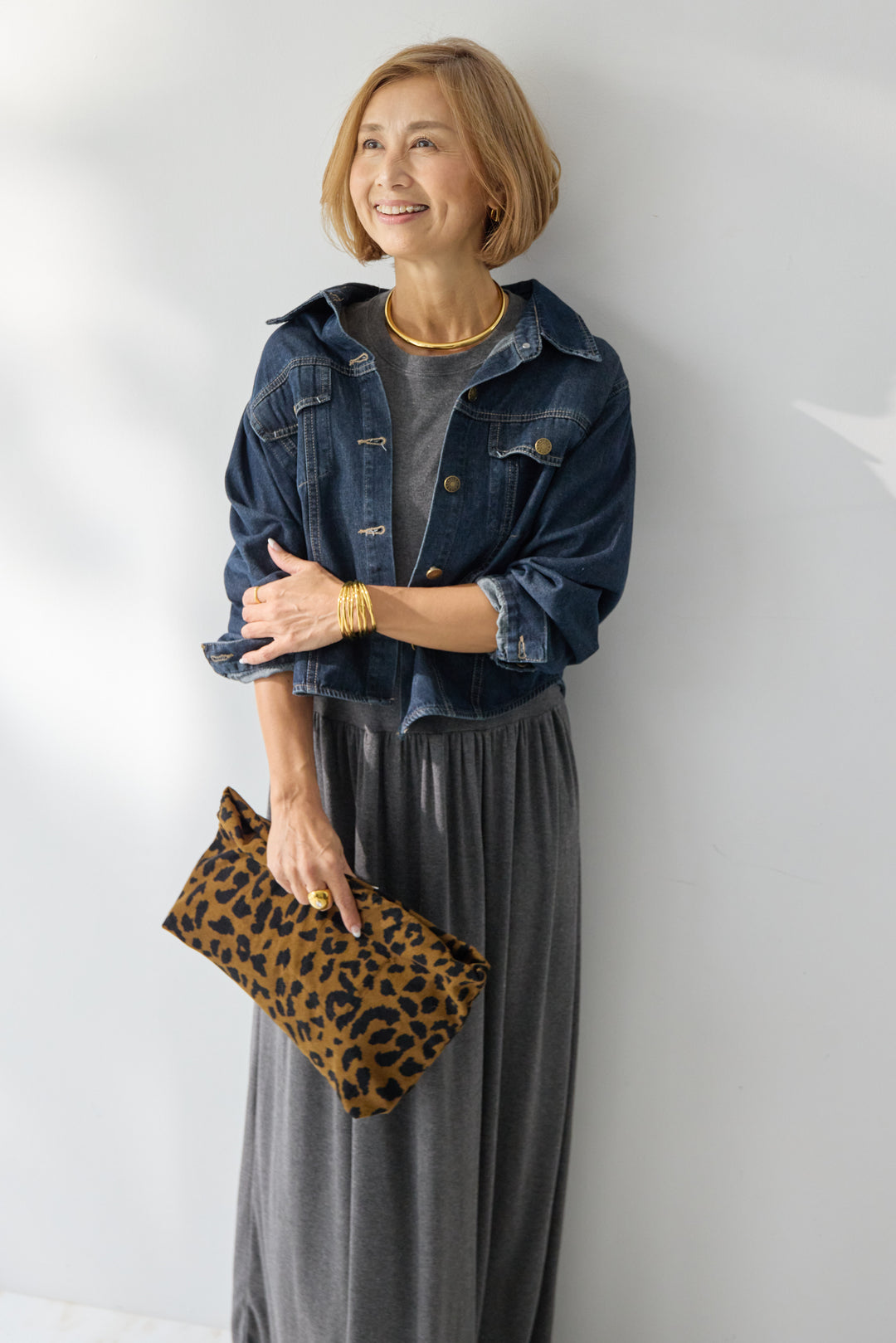 【2SET】ソフトデニムショートシャツ+ウエストギャザーカットワンピース