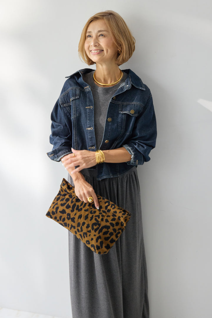 【2SET】ソフトデニムショートシャツ+ウエストギャザーカットワンピース