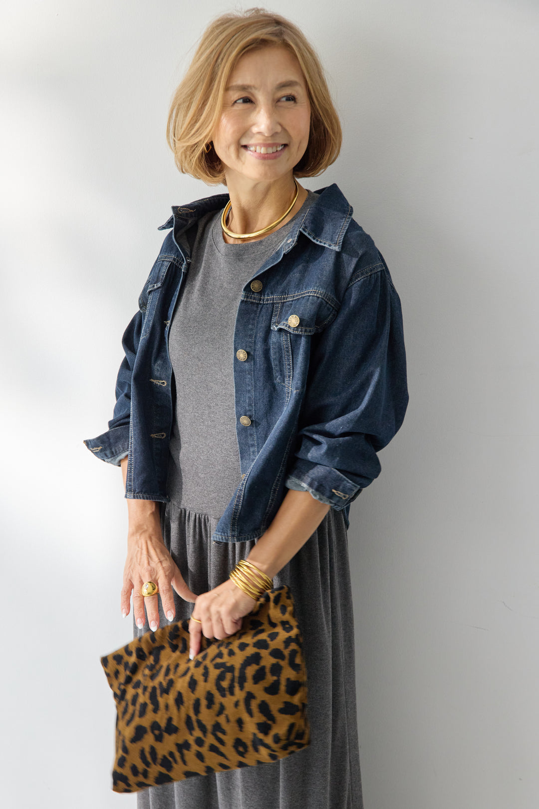 【2SET】ソフトデニムショートシャツ+ウエストギャザーカットワンピース