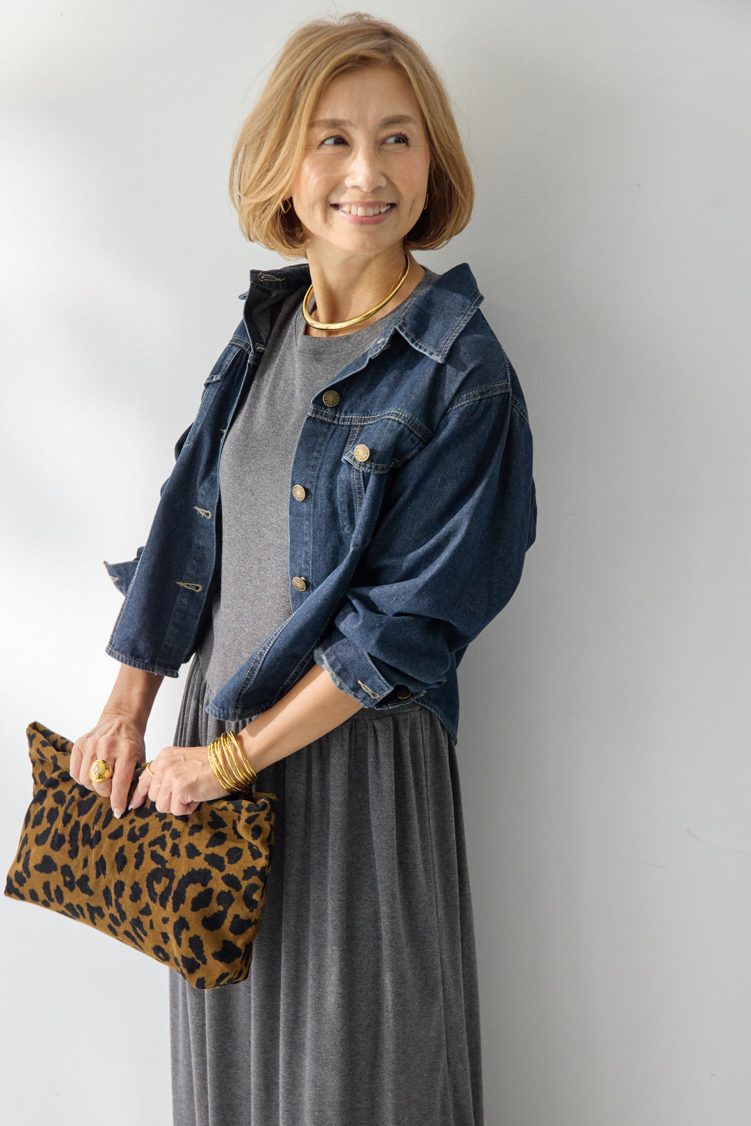 【2SET】ソフトデニムショートシャツ+ウエストギャザーカットワンピース